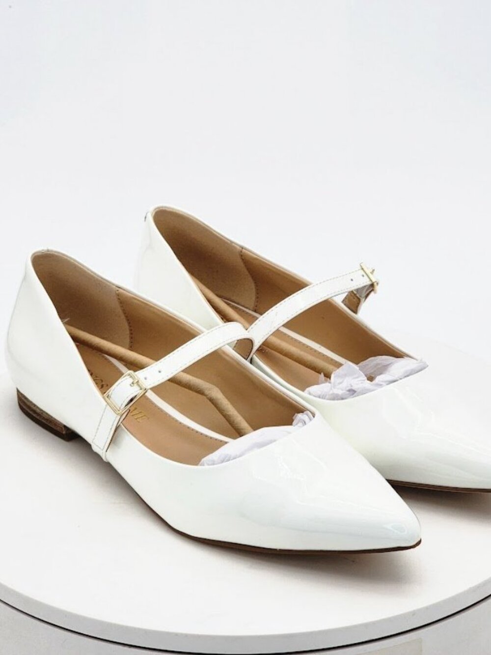 Things II Come Kyra-SY White Patent Mary Jane Flats Pointed Toe Women’s Size 7.5